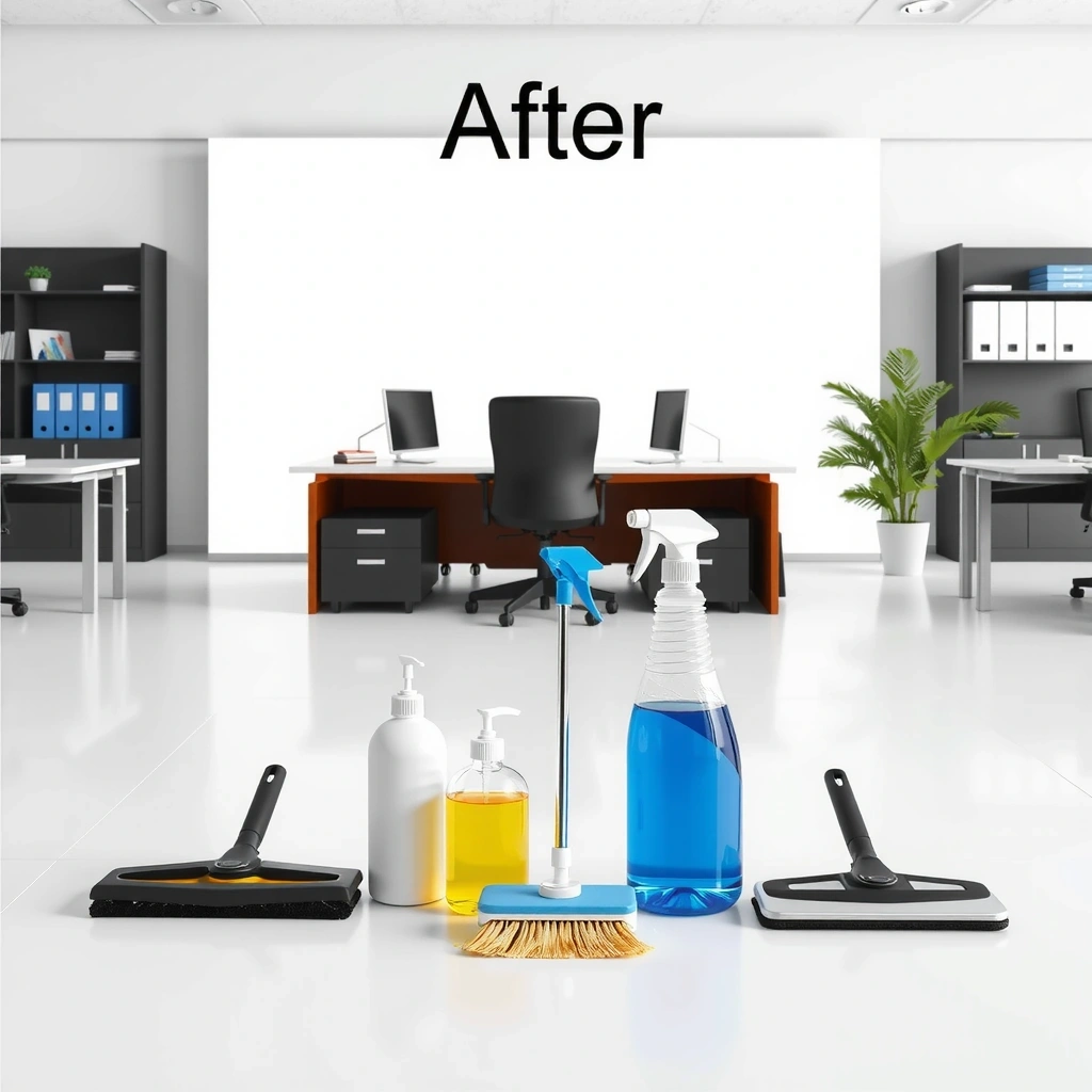 After: Professional office space with clean desks and organized layout