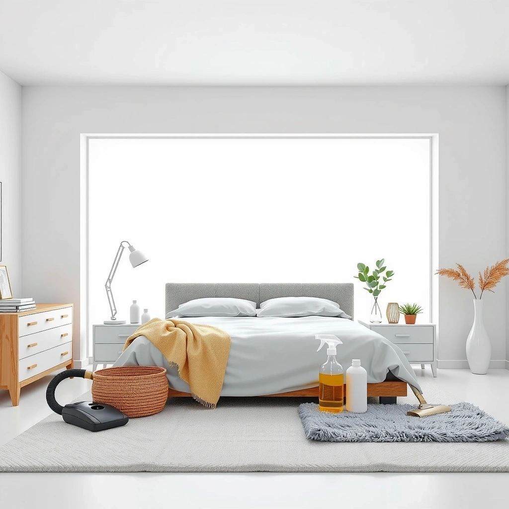 Bedroom cleaning showing organized, dust-free environment