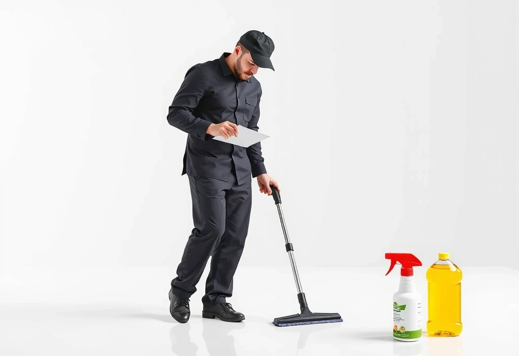 Professional cleaner conducting quality inspection